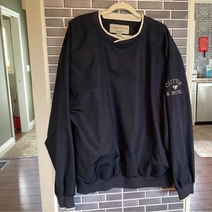 GOLF CUTTER & BUCK Mens XL Climaguard long sleeve dark blue/gray cream trim